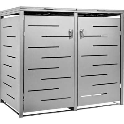 STILISTA Szekrény 2 szemeteshez 132 x 80 x 116 cm ezüst