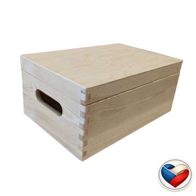 Fából készült doboz fedéllel és fogantyúkkal 30×20×13 cm