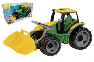 Traktor műanyag zöld-sárga 65 cm dobozban 3 éves kortól