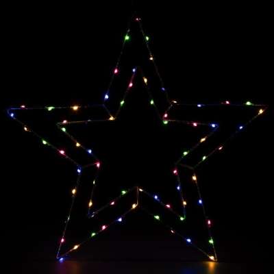 NEXOS Karácsonyi LED dekoráció  ezüst csillag  színes 50 cm