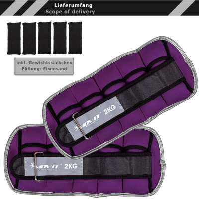 MOVIT Neoprén fényvisszaverő terhelő súly 2 x 2 kg lila