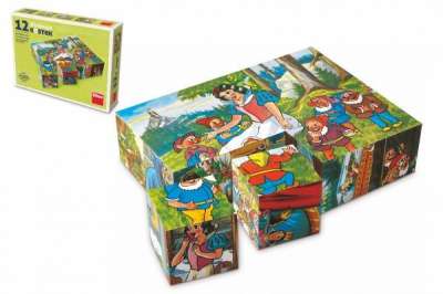 Kocka puzzle Hófehérke 12 db dobozban 16 x 12 x 4 cm
