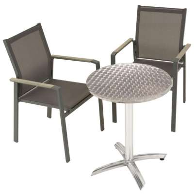 Kerti szett bisztróasztal 2 egymásba rakható szék szürke