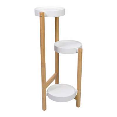 Virágtartó állvány bambusz/fém 36,5 x 33 x 70 cm fehér