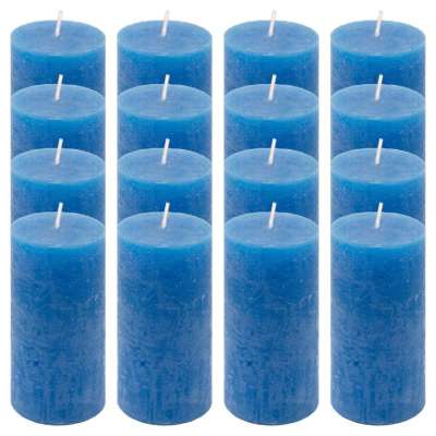 Rusztikus gyertya készlet 10 cm Ø 5 cm  16 db kék