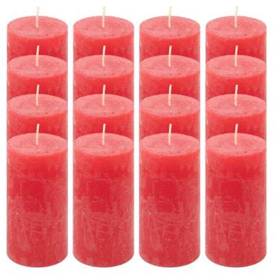 Rusztikus gyertyakészlet 10 cm Ø 5 cm 16 db piros