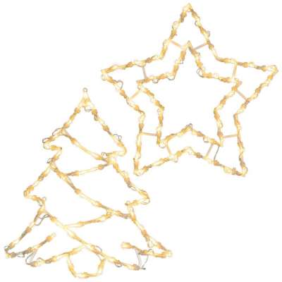 Karácsonyi LED dekoráció csillag fa 2x50 LED meleg fehér