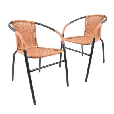 Kerti szék garnitúra egymásba rakható szürke-természetes 2db