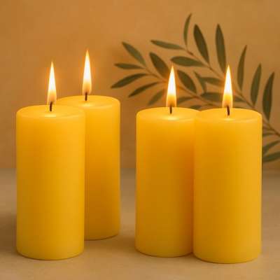 Gyertyakészlet 25 cm Ø 10 cm 4 db sárga