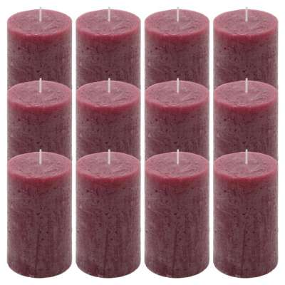 Rusztikus gyertya készlet 11,5 cm Ø 6,8 cm 12 db bordó
