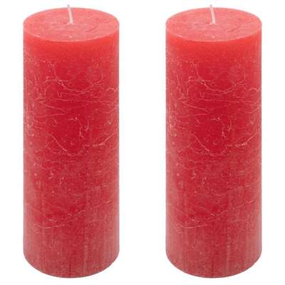 Rusztikus gyertya készlet 20 cm Ø 7,5 cm 2 db piros