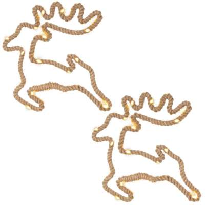 Karácsonyi dekoráció rénszarvas 28x29 cm 20 LED fehér 2 db