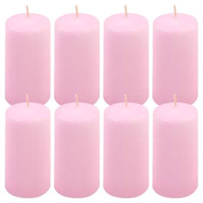Oszlopgyertya készlet 10 cm Ø 5 cm 8 db rózsaszín