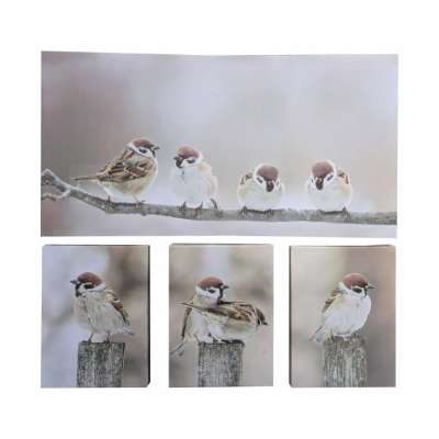 Falfestmény készlet Veréb ágon 4 db