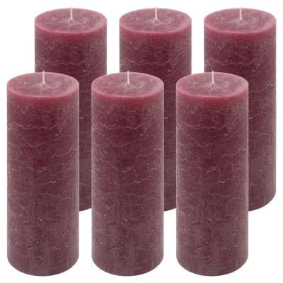 Rusztikus gyertya készlet 20 cm Ø 7,5 cm  6 db bordó