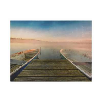 Fali kép Móló hajókkal LED időzítővel 30 x 40 cm