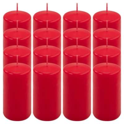 Oszlopos gyertya készlet 10 cm Ø 5 cm 16 db piros