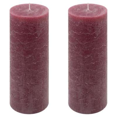 Rusztikus gyertya készlet 20 cm Ø 7,5 cm 2 db bordó