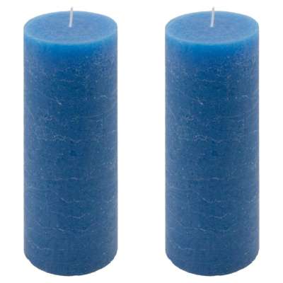 Rusztikus gyertya készlet 20 cm Ø 7,5 cm 2 db kék