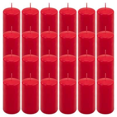 Oszlopos gyertya készlet 10 cm Ø 5 cm 24 db piros