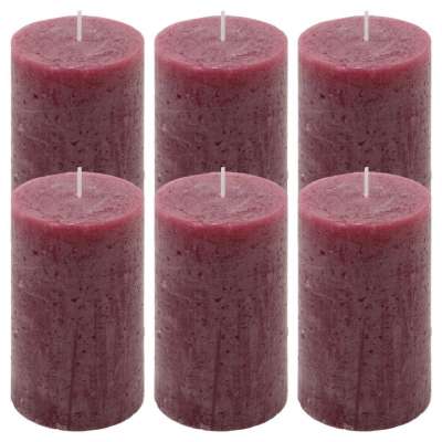 Rusztikus gyertya készlet 11,5 cm Ø 6,8 cm  6 db bordó