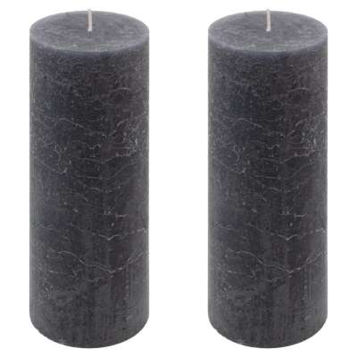 Rusztikus gyertya készlet 20 cm Ø 7,5 cm 2 db antracit