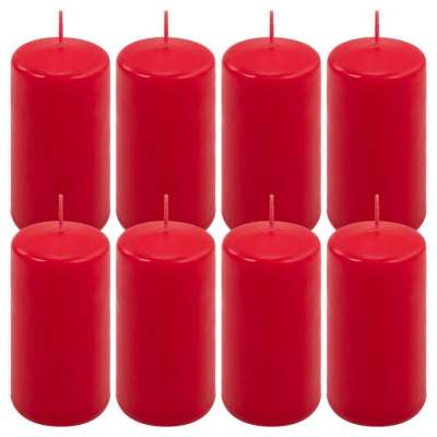 Oszlopgyertya készlet 10 cm Ø 5 cm 8 db piros