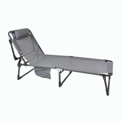 Összecsukható nyugágy párnával 189 x 63 x 34 cm szürke