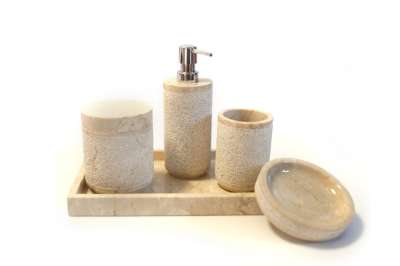 Indera Kőből készült fürdőszoba készlet Cream