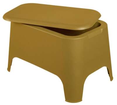 PETRA Műanyag asztal + doboz okkersárga