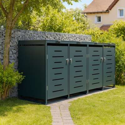 Fémtároló 4 kukához antracit 264 × 116 × 80 cm