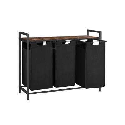 Szennyeskosár asztallal 3 x 38 L fekete/barna