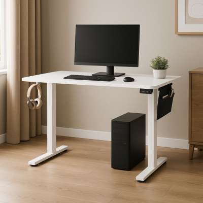 Elektromos magasságállítású íróasztal 140×60 cm fehér