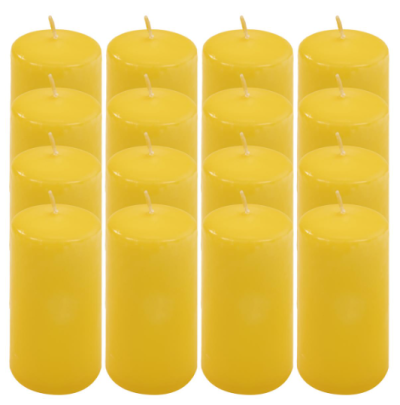Paraffingyertya 10 cm 20 óra égési idő 16 db szett sárga