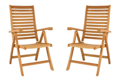 DIVERO Összecsukható szék teakfa 2 db