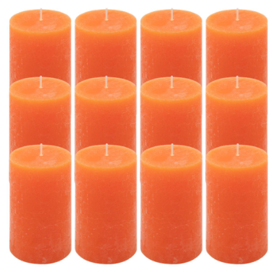 Gyertyakészlet rusztikus 12 db magasság 11,5 cm narancssárga