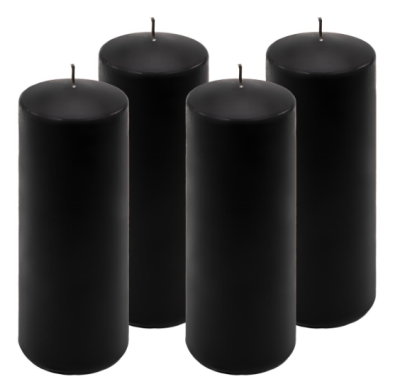 Gyertya készlet 4 db magasság 20 cm fekete
