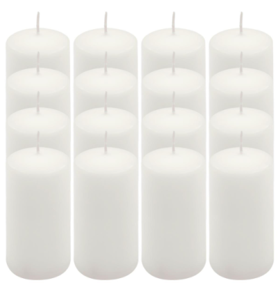Oszlopgyertya szett paraffin 5×10 cm 16 db fehér