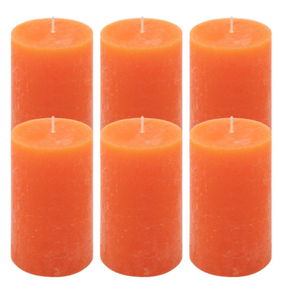 Paraffin gyertya rusztikus 11,5 cm 40 óra 6 db narancssárga
