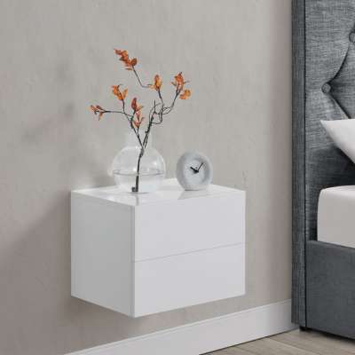 Függő éjjeliszekrény 40 x 29 x 30 cm 2 fiókkal fehér