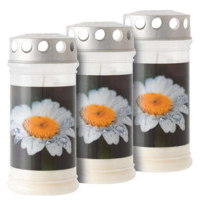 Műanyag sírgyertya „virág” 3 db szett 17 cm