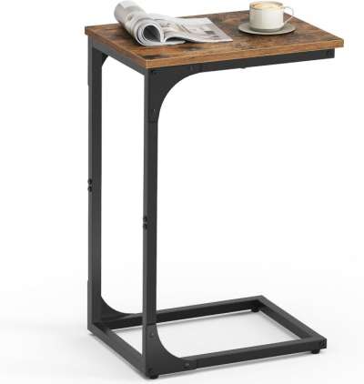 Dohányzóasztal rusztikus fém vázzal barna /fekete