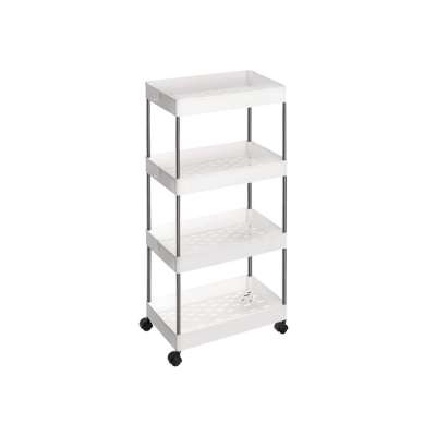 Mobil polc keskeny görgős 4 szintes 40 x 22 x 86 cm fehér