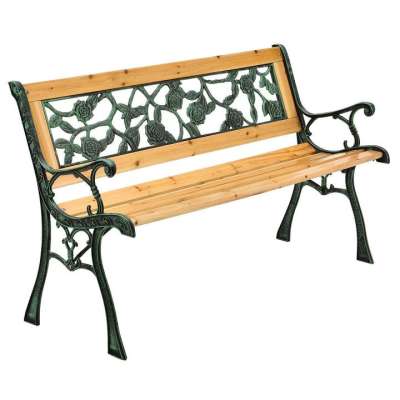 Kerti pad 122 cm rózsa motívum fa/öntöttvas