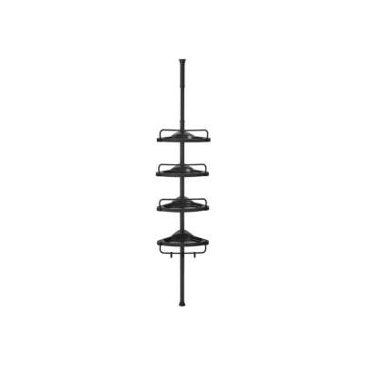 Teleszkópos sarok fürdőszobai polc 4 szintes fekete