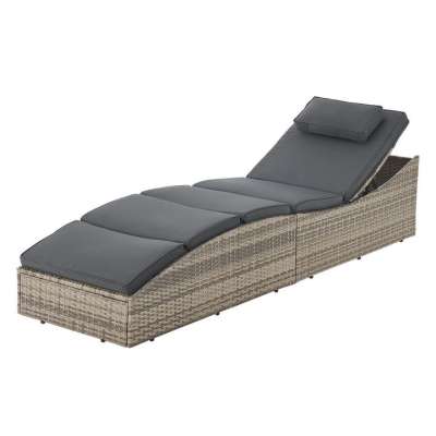 Kerti összecsukható napozóágy polirattan  200x60 cm szürke