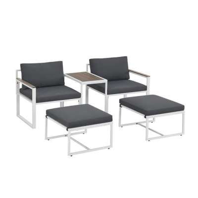 Modern kerti bútorok fémből és polywoodból 5 db szürke