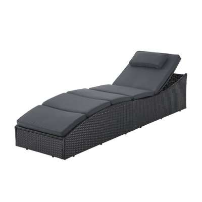 Polirattan összecsukható nyugágy 200 x 60 x 40 cm fekete