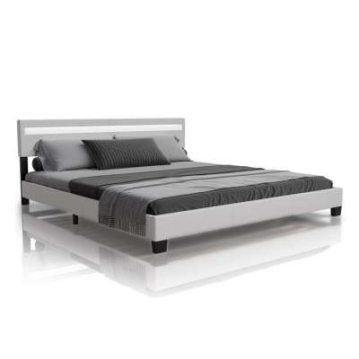 Kárpitozott modern ágy 180 x 200 LED és léces vázzal