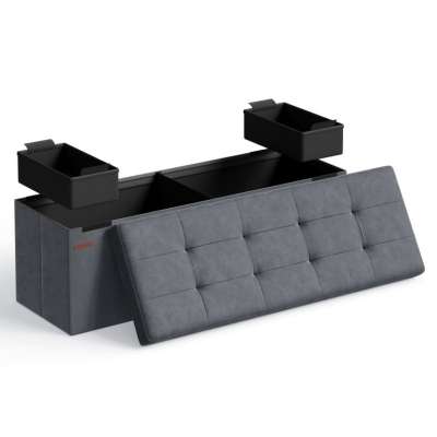 Összecsukható pad tárolórekesszel 38 x 110 x 38 cm szürke